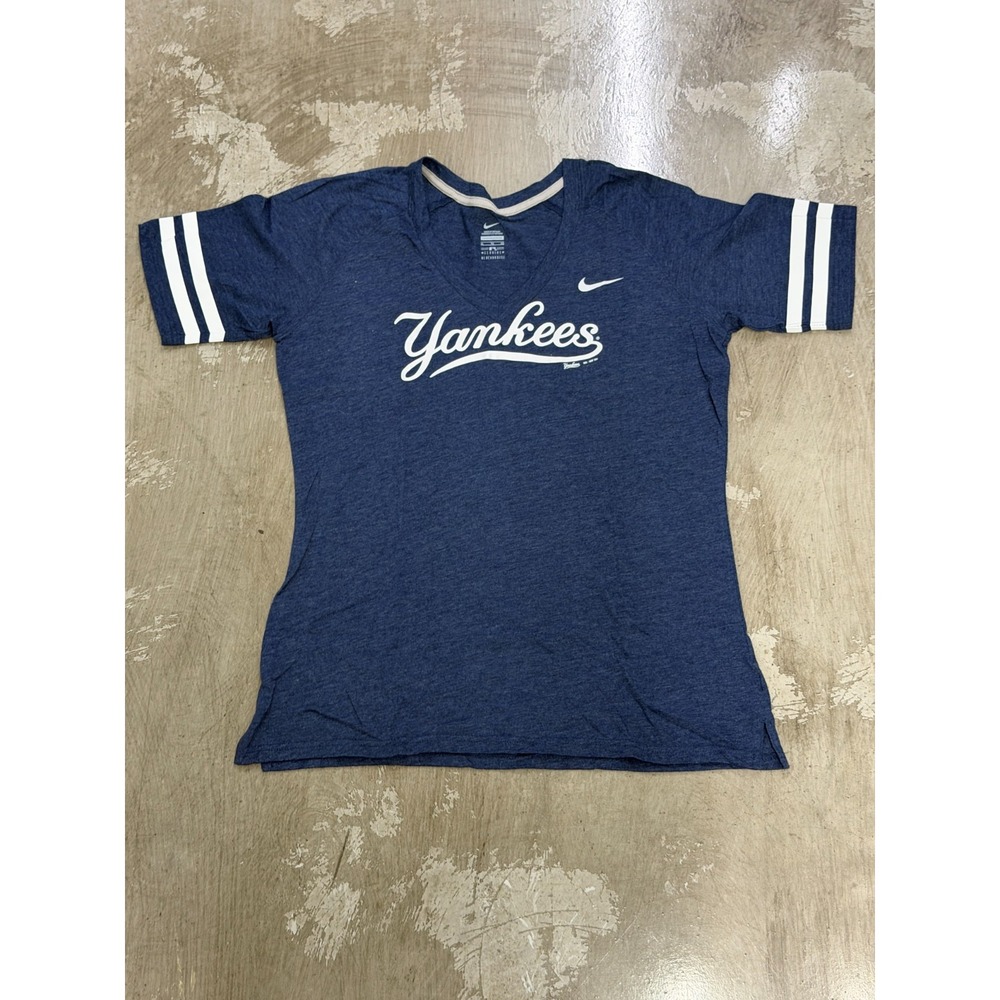 Nike New York Yankees Women's XL V-Neck T-Shirt Navy MLB Genuine Merch 0090
